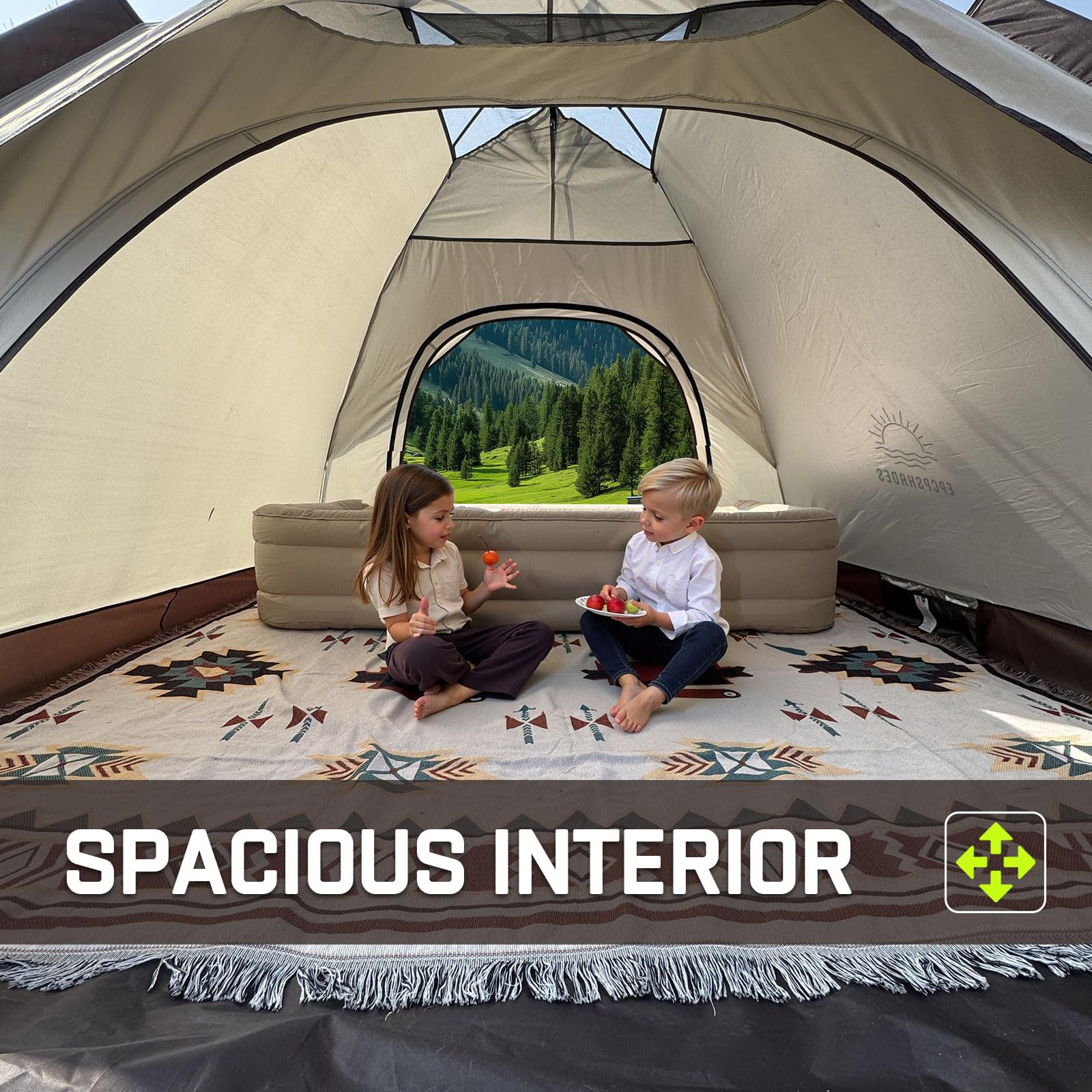 EPCPSHADES Camping Dome Tent for 2 Man, Waterproof Pop up Tent with Carry bag, Instant Double Layer Camping Automatic Tents for Outdoor, Khaki